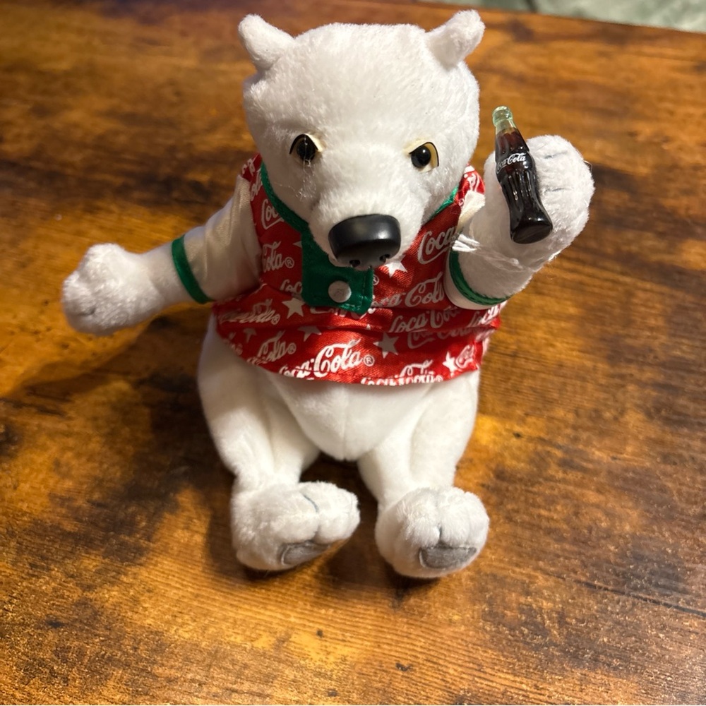 Coca-Cola Polar Bear Plush with Red and Green Vest